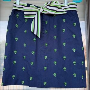 Lilly Pulitzer Navy Skirt with Green Palm Accents